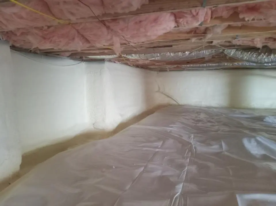 Crawl space encapsulation with closed-cell spray foam for Roof Waterproofing in Halfway